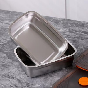 Stainless Steel Food Storage Containers Rectangle <b>Clip</b> On Lid Airtight For Refrigerator Household Use - Product Image 2