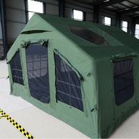 Tente de camping gonflable avec toit à capot, port de câble d'alimentation CA, panneau de porte en maille avec lucarne hexagonale, 13,2 m²