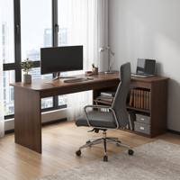 Bureau d'ordinateur convertible en forme de L en bois avec armoire de rangement, design moderne et minimaliste pour le bureau à domicile et la chambre