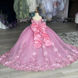 Vestidos <span class=keywords><strong>de</strong></span> Niña <span class=keywords><strong>de</strong></span> las Flores Personalizados para Bodas, Apliques, Largo hasta el Suelo, Perlas con Lazo, Precioso Vestido <span class=keywords><strong>de</strong></span> Princesa para Fiesta <span class=keywords><strong>de</strong></span> Cumpleaños - Product Image 2