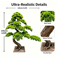 Bonsaï artificiel vert éclatant en pin de 150 cm, faux arbre nuageux avec base carrée pour salle de thé, jardin zen, décoration de bureau haut de gamme