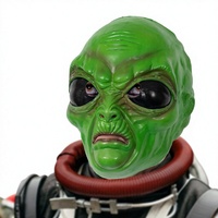 Nouveauté Masque d'Alien en Plastique Vert Amusant pour Halloween, Idéal pour les Thèmes Fantastiques et Sci-Fi, Cosplay, Mascarade et Fêtes