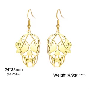 Pendientes colgantes de moda, joyería de moda para mujer, pendientes de joyería fina, pendientes de acero inoxidable chapados en oro, estilo calavera. - Product Image 3