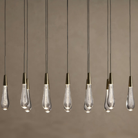 Lustre en cristal de verre fait main de luxe, forme goutte d'eau, larmes d'ange, lampe suspendue pour escalier, chambre, bureau - Goutte de pluie