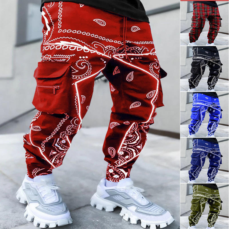 Factory Ship Directly Bandana Harem Cargo Pants With Side Pockets Mens Streetwear Jogger Pants