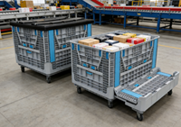 Conteneur de palette en plastique pliable robuste à grande capacité, à quatre entrées, en maille HDPE, empilable, pour l'agriculture
