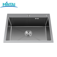 Évier de cuisine rectangulaire moderne en acier inoxydable 304, grand format, finition satinée, à encastrer, fabriqué à la main par Mita, garantie 5 ans pour villa et hôtel