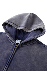 Sweat à capuche zippé personnalisé, lourd et surdimensionné, style vintage délavé à l'acide pour hommes Streetwear pour l'automne - Product Image 6