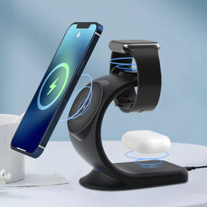 Base de Carga Inalámbrica 3 en 1, Cargador Magnético Rápido de 15W para iPhone, Apple Watch, AirPods, Puerto Tipo-C - Product Image 1