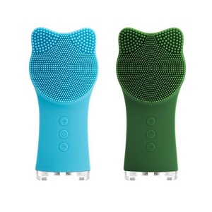 Cute Cat-Ear-Shaped Cleaning Brushes <b>Mini</b> Silicone Facial Cleansing Brush Sonic Vibration Face Scrubber Deep Cleansing - Product Image 6