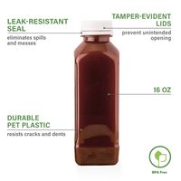 Botella de Plástico Cosmética Desechable de 500 ml, Botella PET Cuadrada con Tapa de PP para Cuidado Personal y Bebidas