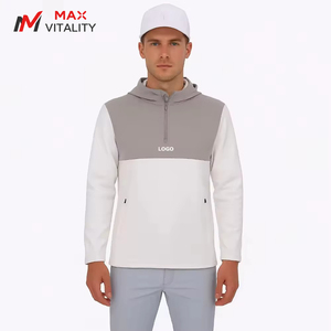 Sweat à capuche de golf pour homme avec fermeture éclair courte, blocs de couleur, anti-humidité, haut de <span class=keywords><strong>performance</strong></span> - Product Image 1