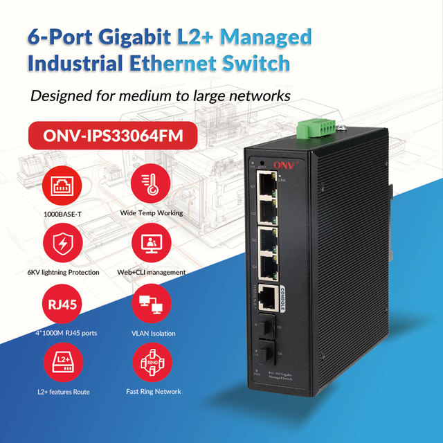 Cost-Effective L2+ Managed Industrial Switch with POE & QoS | 4 Port Gigabit + 2 SFP ONV 16 Years Factory 64Gbps Capacity