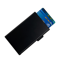 Dompet Kartu Kredit Minimalis Logam Aluminium Anti RFID Berkualitas Tinggi Multi Warna Custom Pria Wanita dengan Kancing