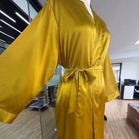 Robes de mariée en soie satinée de luxe de haute qualité pour femmes, robe de matin, peignoir de spa, robe longue avec poches, robe de mariée, robe de demoiselle d'honneur