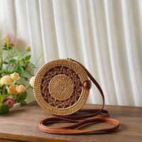 FSP211 nouveauté à la mode Vintage rotin couleur paille sacs femmes tissé à la main paille haut-poignée sac avec anneau rond poignée