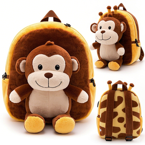 Jouet en peluche de la série de sacs à dos en coton détachable interactif avec compagnons d'animaux de dessin animé pour le stockage - Product Image 1