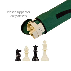 Bộ cờ vua thi đấu - Có đầy đủ quân cờ và bàn cờ cuộn bằng da vinyl màu xanh lá cây - Product Image 4