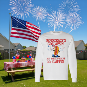 Camiseta de manga larga Fourth Of July Wiener con diseño de humor político - Product Image 3