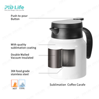 PYD Life Nouveau 32oz 1000ml Vente en gros Blancs métalliques vierges pour sublimation Carafe isotherme en acier inoxydable pour café