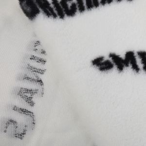 Tela de Piel Sintética de Conejo 100% Poliéster con Estampado de Letras y Sonrisas Personalizado para Diseño de Ropa Creativa - Product Image 3