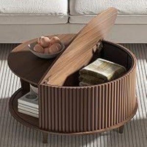 Cross-border <b>brown</b> adjustable round coffee <b>table</b>, creative home living room coffee <b>table</b>, simple and multifunctional - Product Image 3