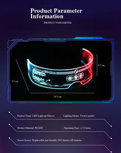 Lunettes LED rechargeables à visière, 7 couleurs, 12 modes, style cyberpunk, lumineuses, pour Halloween, cosplay, fête, rave, cadeau pour adulte - Product Image 2