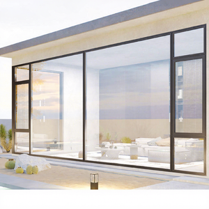 Fenêtres à battants de style français moderne à Foshan avec un design de <span class=keywords><strong>grille</strong></span> décorative, finition élégante pour une utilisation extérieure dans les bâtiments de grande hauteur - Product Image 1