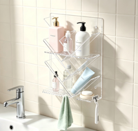 YUEFENG DISPLAY Étagère d'angle autoportante en plastique transparent, résistante à l'eau, design moderne, pour bouteilles de shampoing de 16 oz