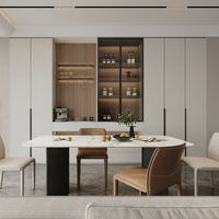 Buffet de salle à manger moderne et minimaliste, meuble de rangement intégré sur mesure avec présentoir à vin