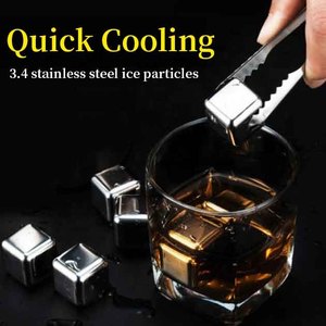 Cubos de hielo de acero inoxidable 304 Juego de sarro congelado de grado alimenticio Cubos de hielo de metal Piedras de whisky de <span class=keywords><strong>vino</strong></span> tinto - Product Image 2