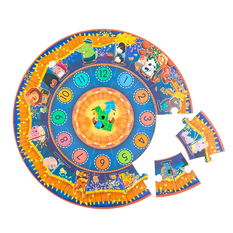 Round shape clock paper craft DIY puzzle games jigsaw puzzle for children and kids