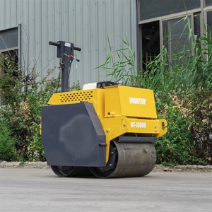 Walk Behind Double <b>Drum</b> Vibratory Roller Gasoline Small Compactor <b>Hand</b> Push Mini Road - Product Image 1