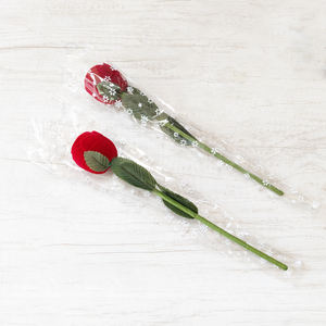 Zhihua Künstliche Rosenblumen-Schmuckschatulle, Beflockte Ringverpackung, Romantische Valentinstagsgeschenk-Schmuckbox - Product Image 3