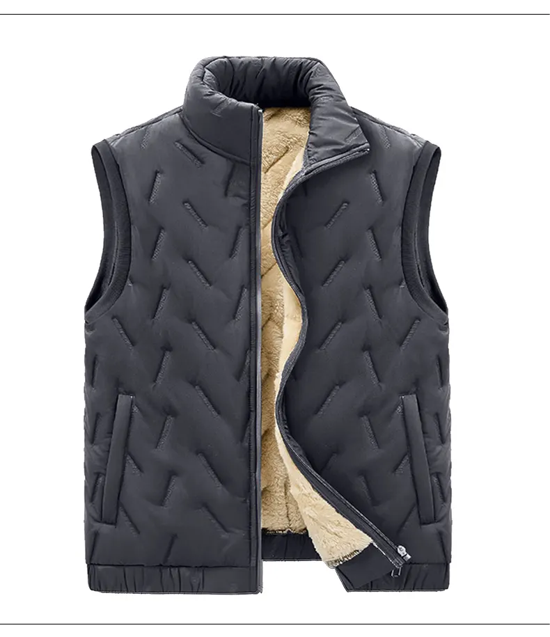 Fashion Black Loose Big Yards Vest Fleece Lamb Winter Wear Waist Vest For Men