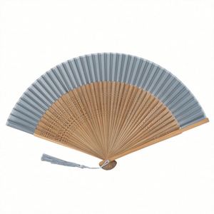 21cm Luxury White Silk Foldable Bamboo Hand Fan High Quality Traditional Folk Art Carved Vintage Angel for Weddings Halloween - Product Image 2