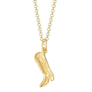 LYBURCHI 925 Sterling Silver 14K 18K Gold Plated Vermeil 2023 Custom Fine Jewelry Cowgirl Cowboy Boot Charm Pendant Necklace