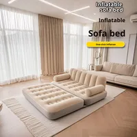 Sofá Cama Seccional Inflable Plegable Moderno con Respaldo Elevado, Engrosamiento Automático, Modelo de PVC Flocado ZX-49 para Sala de Estar