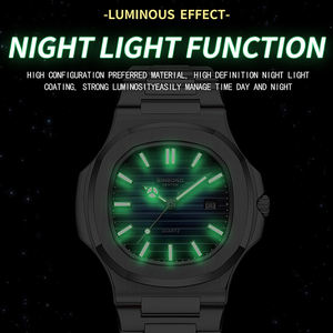 Montre de luxe tendance Binbond 1885 pour homme, cadran rond 40 mm, boîtier carré, lumineuse, étanche, bracelet bleu, vente en gros - Product Image 5