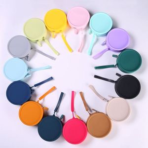 Minimalist Round Silicone Zipper Pouch | Unisex Travel Storage <b>Bag</b> for Coins, Earbuds & Small Cosmetics - Product Image 3