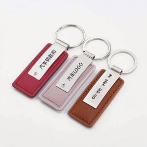 High Quality Colorful <b>Blank</b> Keychain PU Key <b>Ring</b> Customizable logo Pu Leather Car Key Chain - Product Image 3