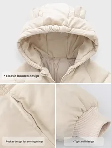 Veste matelassée épaisse à capuche de style coréen pour enfants, garçons et filles, vêtement pour tout-petits, teinture et impression - Product Image 5