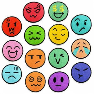 Parche Termoadhesivo con Lindas Caricaturas Bordadas de Expresiones de Emociones: Alegría, Ira, <span class=keywords><strong>Tristeza</strong></span> y Felicidad para Decoración de Ropa y Bolsas - Product Image 1