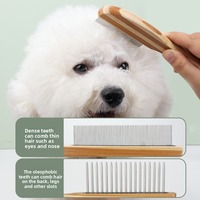 Outils de beauté en bambou Kit de toilettage pour animaux de compagnie Ciseaux de style simple à taille personnalisée Peigne à aiguille sûr Peigne à râteau pour chats et chiens Ensemble de voyage