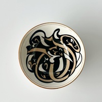 Service de table en céramique personnalisé en gros avec motif de calligraphie arabe - Vaisselle en porcelaine imprimée noire et dorée