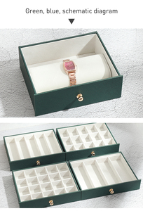 Custom PU Leather Multi - Layer <b>Drawer</b> Large Capacity Travel Jewelry <b>Box</b> for Ring Necklace Earring <b>Storage</b> and Makeup <b>Box</b> Use - Product Image 6