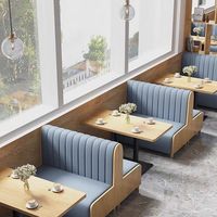 Vente directe d'usine : Ensemble de mobilier de restaurant, banquette rembourrée verte, table en bois avec chaises pour salon de thé à bulles