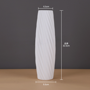 Vaso Alto in Plastica Bianca con Texture Intrecciata, Vaso Decorativo Moderno e Minimalista per Fiori, per Arredamento Casa, Soggiorno, Tavolo, Vendita all'Ingrosso - Product Image 6