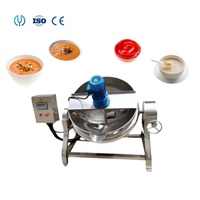 Chaudière à double enveloppe inclinable commerciale pour sauces, confitures, concentré de tomates, soupes, sucre, machine de cuisson à double couche avec mélangeur