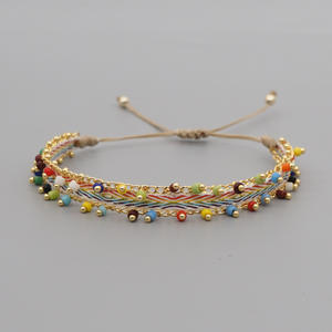 Conjunto de pulsera con cuentas étnicas bohemias para parejas, pulsera de Amistad de macramé tejida a mano con cuentas de colores, joyería - Product Image 5